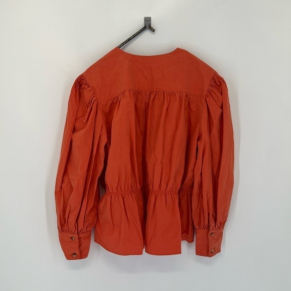 Ciao Lucia Talita Silk Blend Button Front Long Sleeve Top In Orange - Picture 5 of 7